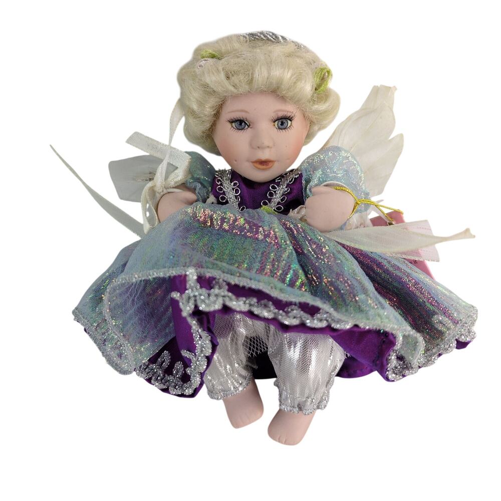 Vtg Paradise Galleries February Birthstone Angel Collection 6" Porcelain Doll
